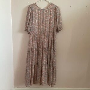 MELLODAY Pink Paisley Midi Dress